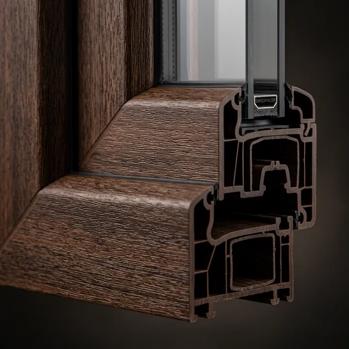 Walnut brown woodgrain laminated UPVC profile
